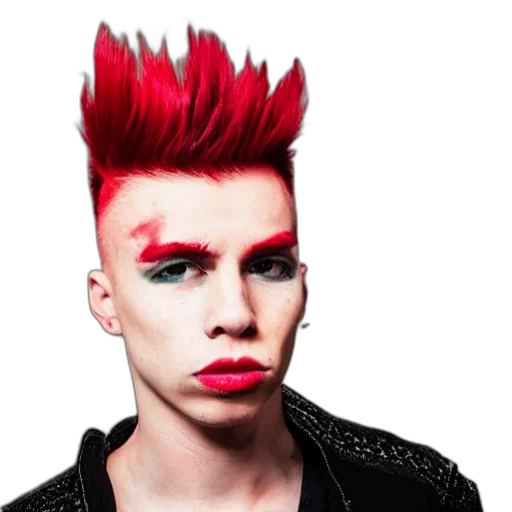 hair, face, creature, photorealistic, cartoon, concept art, 3d render, red transparent PNG cut-out