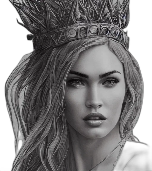 crown, jewelry, face, photorealistic, fantasy art, pencil sketch, concept art, portrait transparent PNG cut-out