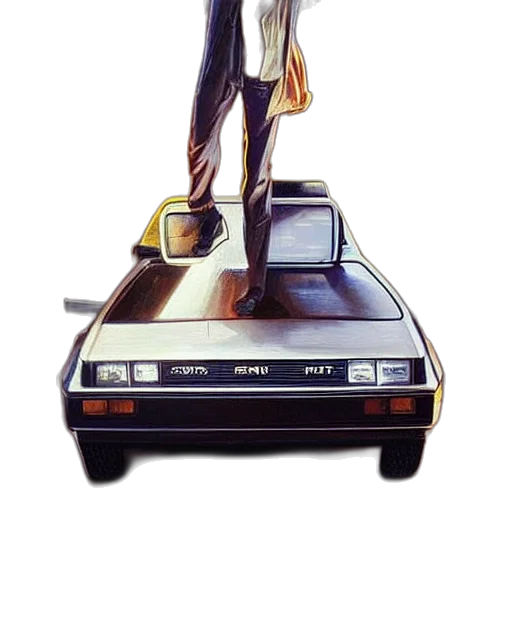 car, robot, concept art, comic book art, vaporwave, cyberpunk, vfx, movie transparent PNG cut-out