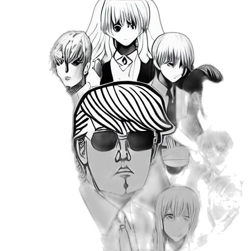 mask, staff, anime, concept art, cartoon, comic book art, monochrome, trump transparent PNG cut-out