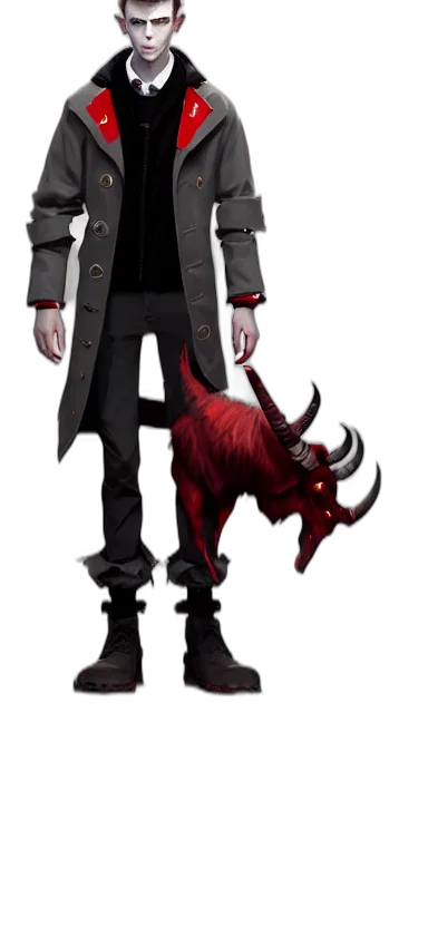 jacket, staff, dragon, creature transparent PNG cut-out