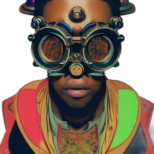 mask, face, jewelry, crown, photorealistic, concept art, cyberpunk, 3d render transparent PNG cut-out