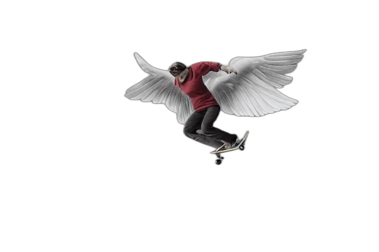 dragon, 3d render, concept art, photorealistic, fantasy art, angels, skateboarding, heaven transparent PNG cut-out