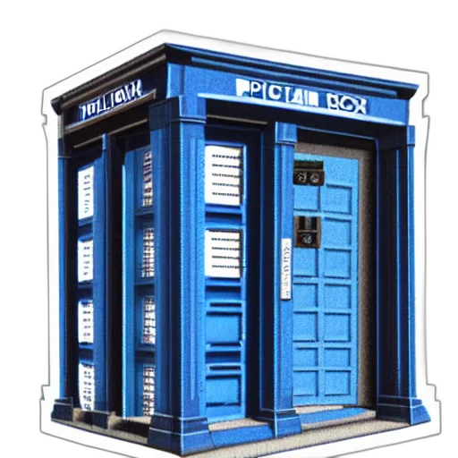building, robot, 3d render, concept art, pixel art, blue, police, box transparent PNG cut-out