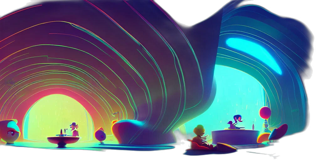 creature, concept art, fantasy art, vaporwave, 3d render, underwater, outer space, neon lights transparent PNG cut-out