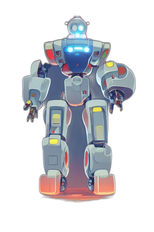 robot, weapon, concept art, 3d render, pixel art, vaporwave, blue, metabots transparent PNG cut-out