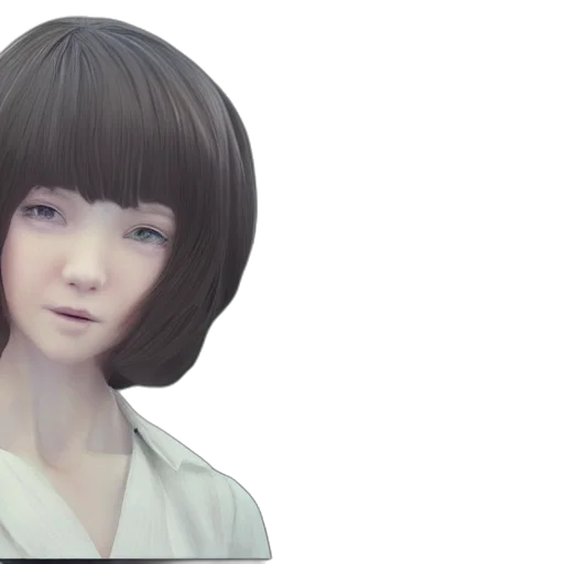 face, robot, hair, 3d render transparent PNG cut-out