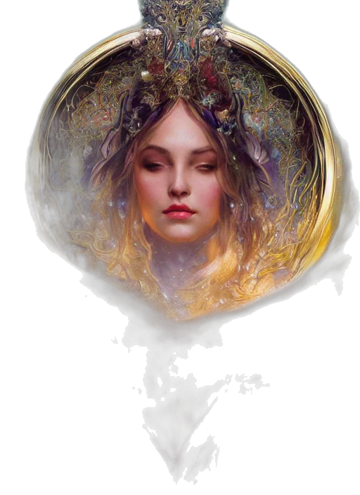 crown, jewelry, face, fantasy art, concept art, photorealistic, oil painting, outer space transparent PNG cut-out