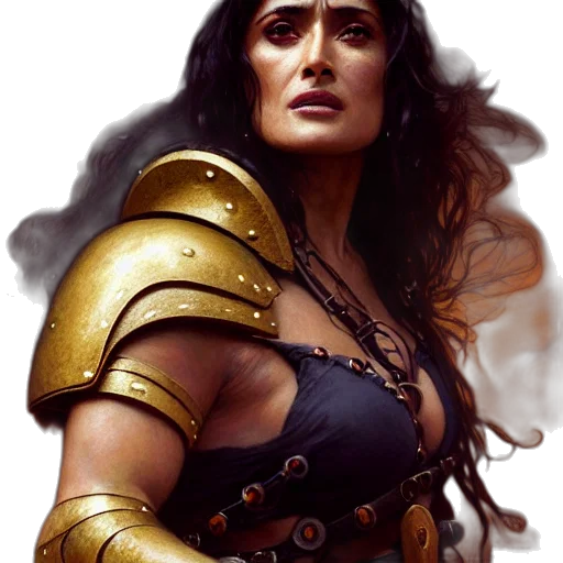sword, fantasy art, concept art, comic book art, photorealistic, golden, portrait, salma transparent PNG cut-out