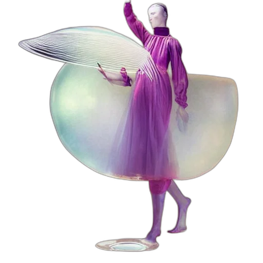 dress, umbrella, hat, staff, concept art, 3d render, vaporwave, fantasy art transparent PNG cut-out