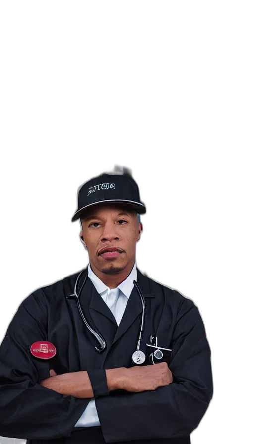 staff, hat, jacket, face transparent PNG cut-out