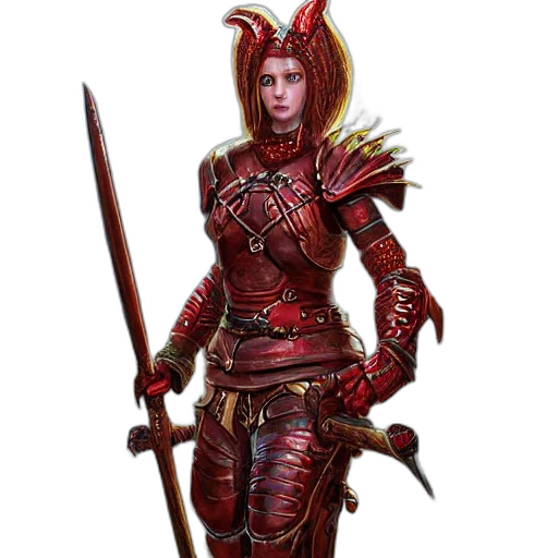 staff, sword, fantasy art, concept art, pixel art, comic book art, red, girl transparent PNG cut-out