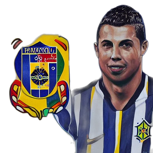 photorealistic, watercolor, oil painting, cartoon, portrait, ronaldo, fenomeno, brazilian transparent PNG cut-out