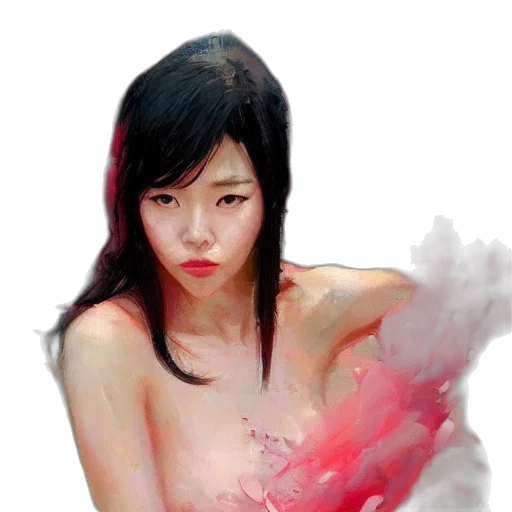 dress, face, oil painting, photorealistic transparent PNG cut-out