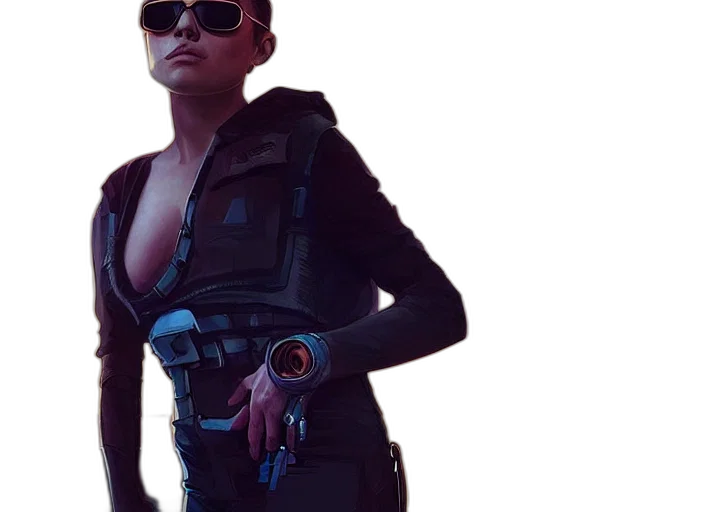 jacket, weapon, dress, cyberpunk transparent PNG cut-out