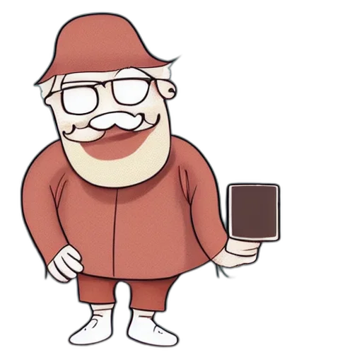 jacket, staff, creature, cartoon transparent PNG cut-out