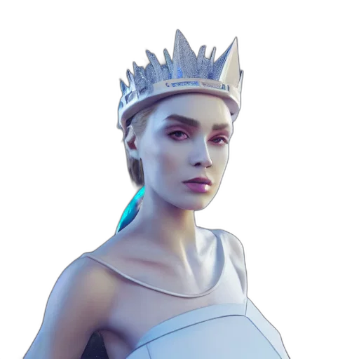 crown, dress, face, concept art, 3d render, fantasy art, photorealistic, blue transparent PNG cut-out