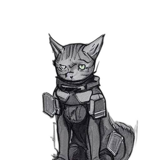 staff, jacket, robot, concept art, cyberpunk, fantasy art, comic book art, monochrome transparent PNG cut-out