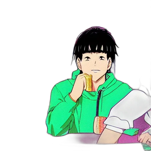anime, vaporwave, cartoon, concept art, outer space, neon lights, pastel, green transparent PNG cut-out