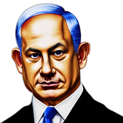 cartoon, photorealistic, benjamin, netanyahu transparent PNG cut-out