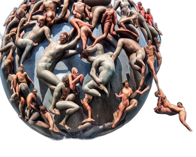 mask, 3d render, outer space, massive, modern, sculpture, desperate, people transparent PNG cut-out