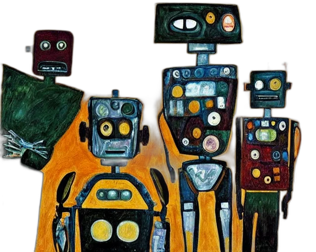 robot, concept art, outer space, painting transparent PNG cut-out