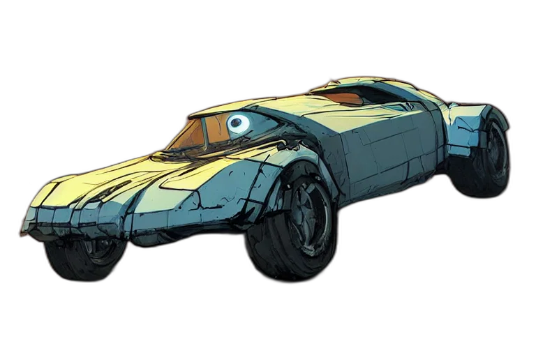 car, concept art, 3d render, comic book art transparent PNG cut-out