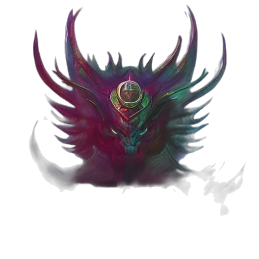 dragon, mask, creature, crown, concept art, fantasy art, pixel art, watercolor transparent PNG cut-out