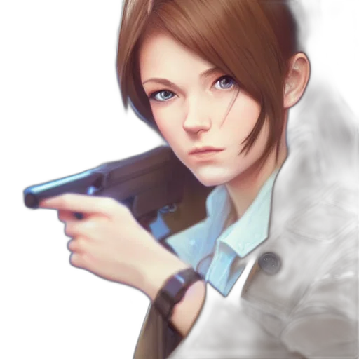 weapon, staff, face, jacket, photorealistic, concept art, anime, fantasy art transparent PNG cut-out