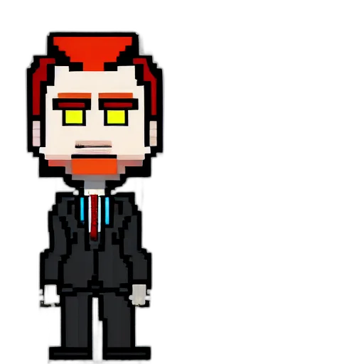 staff, robot, jacket, pixel art transparent PNG cut-out