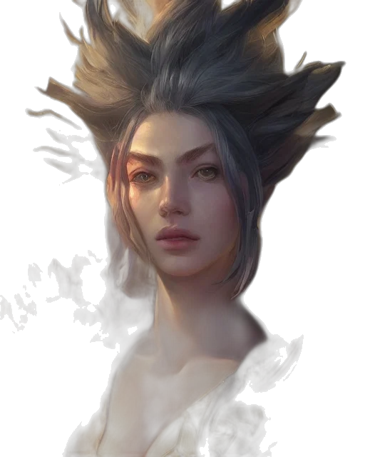 face, crown, hair, mask, fantasy art, concept art, photorealistic, oil painting transparent PNG cut-out