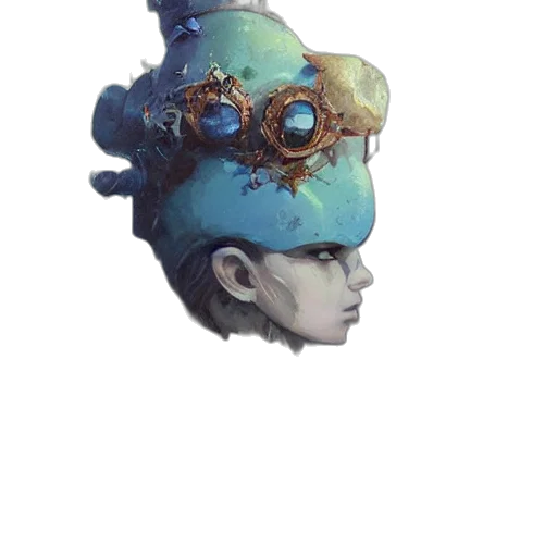 crown, hat, mask, robot, concept art, fantasy art, watercolor, cyberpunk transparent PNG cut-out