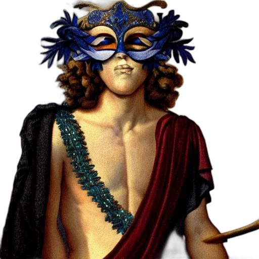 mask, crown, fantasy art, photorealistic, comic book art, concept art, antinous, wearing transparent PNG cut-out