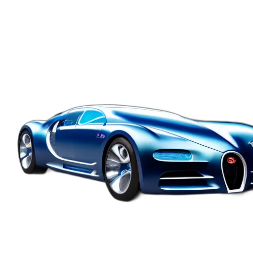 car, 3d render, concept art, photorealistic, cartoon, blue, bugatti, type transparent PNG cut-out