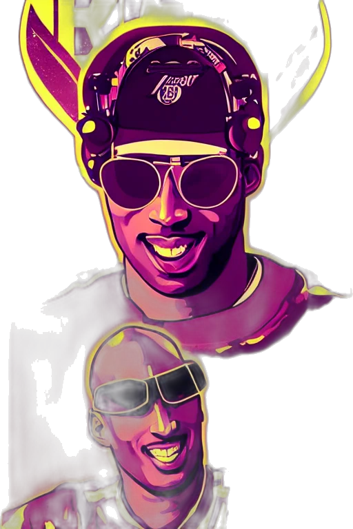 face, cartoon, concept art, vaporwave transparent PNG cut-out