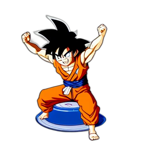 staff, concept art, pixel art, 3d render, cartoon, son, goku, toilet transparent PNG cut-out