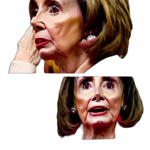 mask, face, weapon, creature, photorealistic, cartoon, nancy, pelosi transparent PNG cut-out