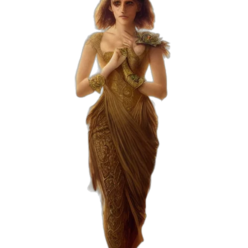 dress, jewelry, staff, fantasy art transparent PNG cut-out