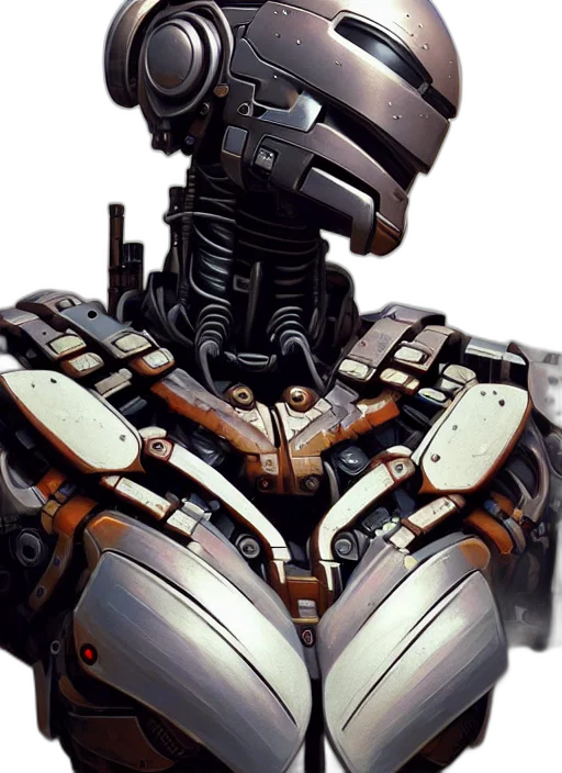 robot, concept art, 3d render, cyberpunk transparent PNG cut-out