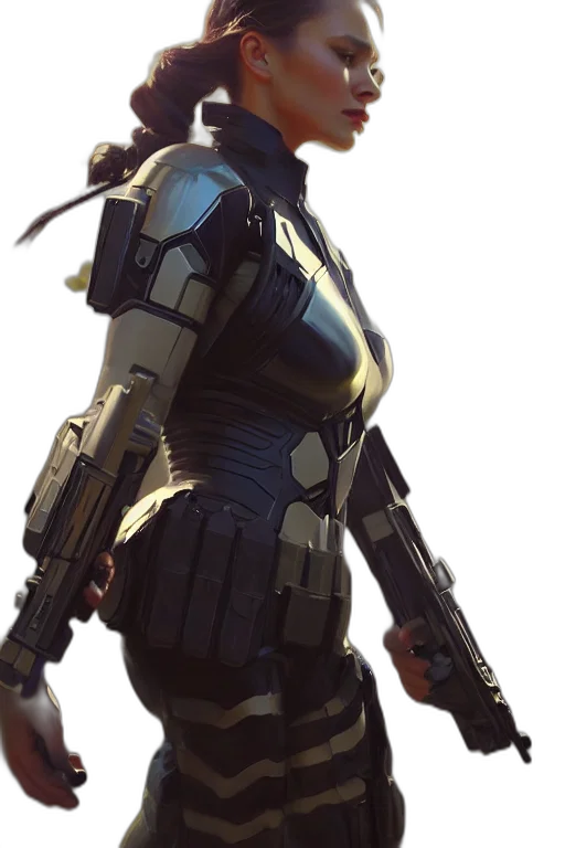 robot, weapon, staff, concept art, cyberpunk, 3d render, fantasy art, golden transparent PNG cut-out