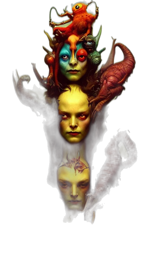mask, face, crown, concept art, fantasy art, pixel art, photorealistic, outer space transparent PNG cut-out