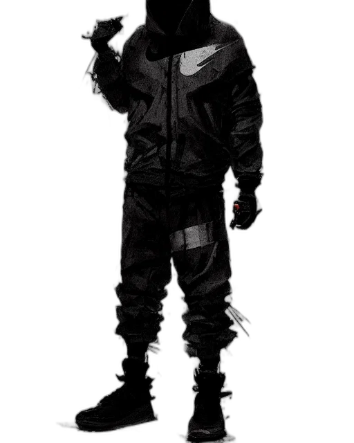 jacket, staff, mask, creature transparent PNG cut-out
