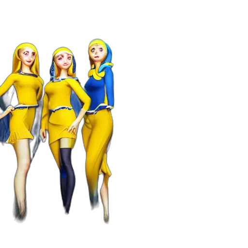 dress, 3d render, concept art, pixel art, cartoon, group, ukrainian, girls transparent PNG cut-out