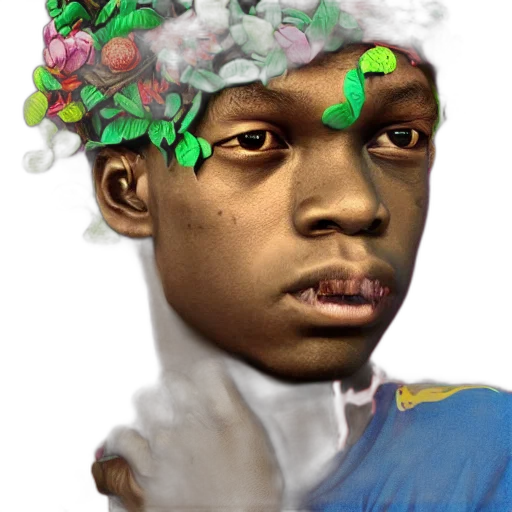face, crown, flower, mask, photorealistic, fantasy art, concept art, watercolor transparent PNG cut-out