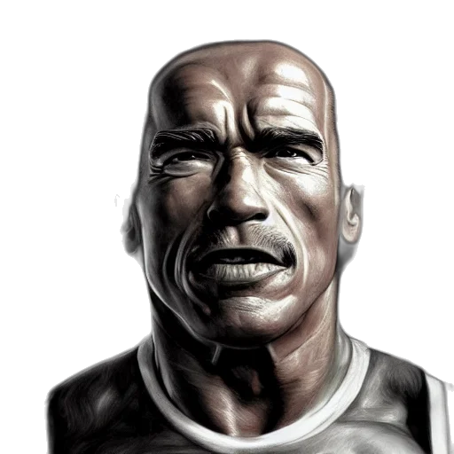 face, comic book art, photorealistic, 3d render, concept art, arnold, schwarzenegger, mario transparent PNG cut-out