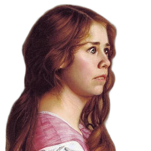 face, hair, dress, staff transparent PNG cut-out