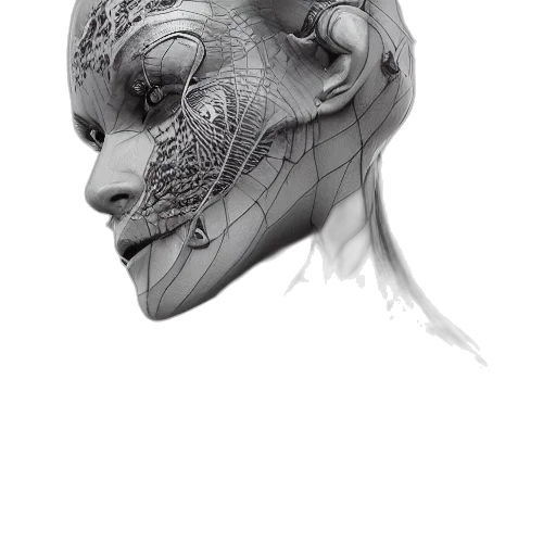 mask, face, robot, creature, concept art, cyberpunk, fantasy art, photorealistic transparent PNG cut-out