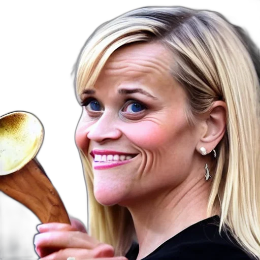 staff, food, reese, witherspoon, holding, spoon, face, macro transparent PNG cut-out