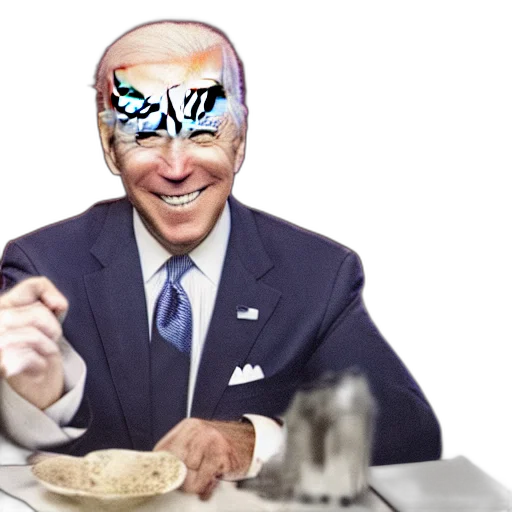 food, mask, creature, vaporwave, joe, biden, turns, into transparent PNG cut-out