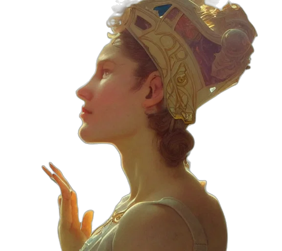 crown, face, dress, hat, photorealistic, oil painting, concept art, fantasy art transparent PNG cut-out